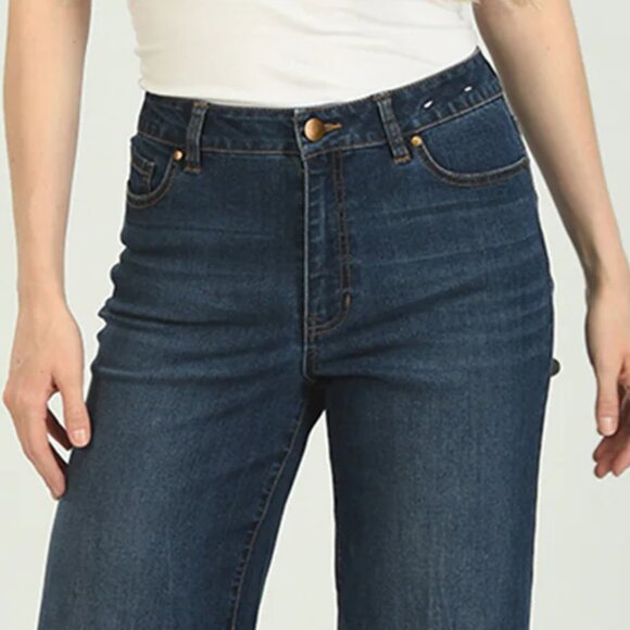 NEW D. JEANS High Waist Recycle Wide Leg Ankle Jeans With Fixed Cuffs 168mn - Picture 4 of 8